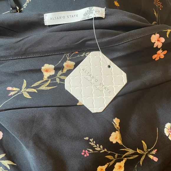 90s Y2k Women’s Black Floral Satin  Coquette Whimsigoth Midi Slip Dress XXS NWT - Picture 10 of 11